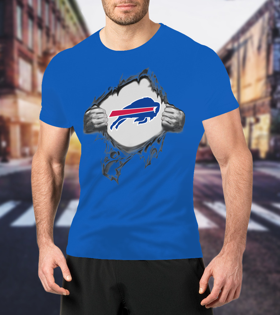 Buffalo Bills Superhero Buffalo Logo Peeking Through T-Shirt