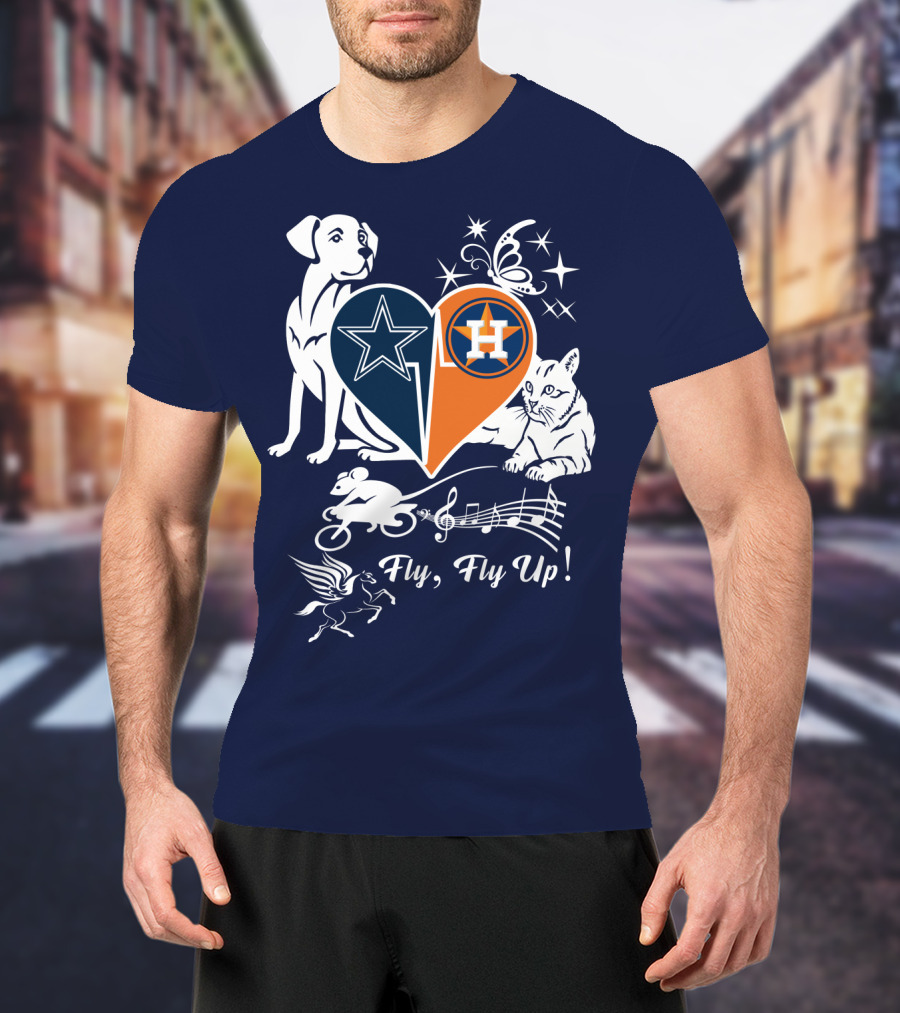 Cowboys Astros Heart Fly Fly Up Music Stars Butterfly Pegasus Dog Cat Mouse T-Shirt