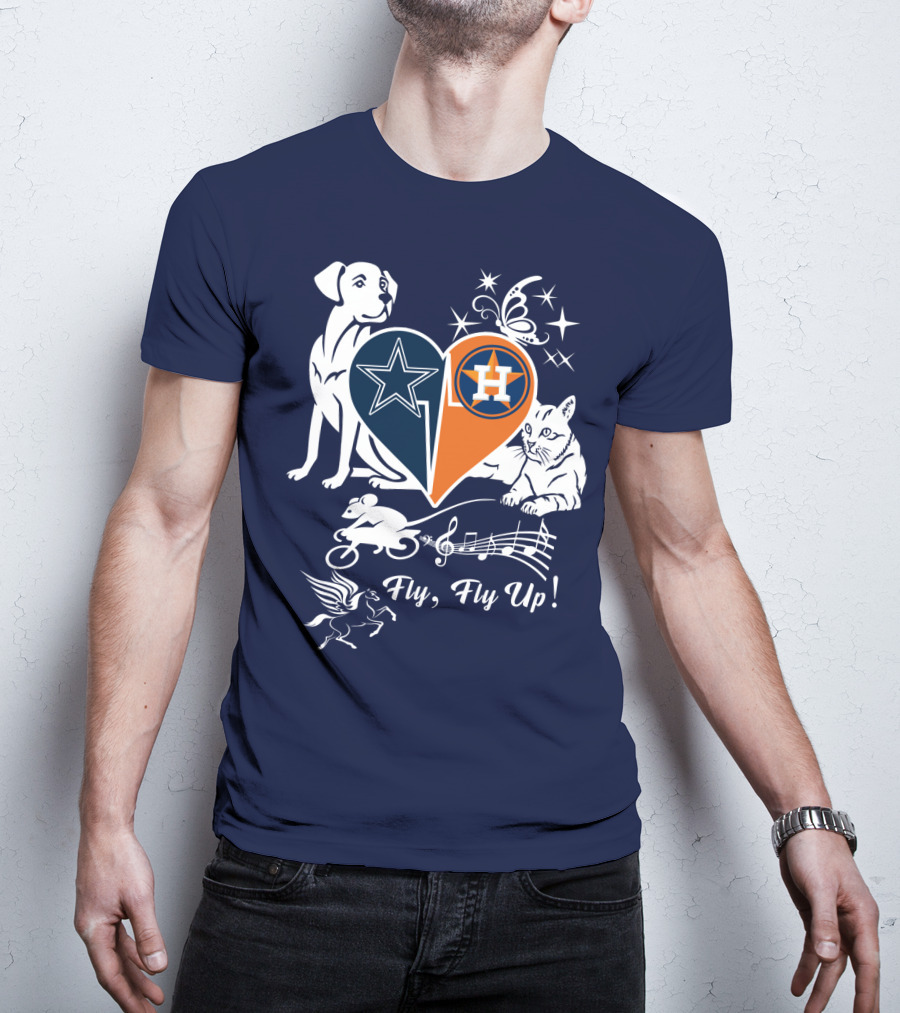 Cowboys Astros Heart Fly Fly Up Music Stars Butterfly Pegasus Dog Cat Mouse T-Shirt