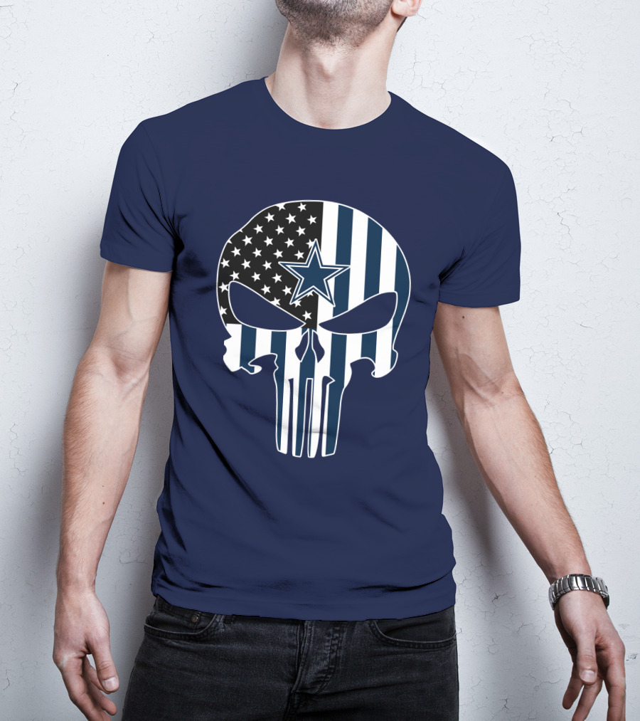 Cowboys Skull With Star And American Flag T-Shirt