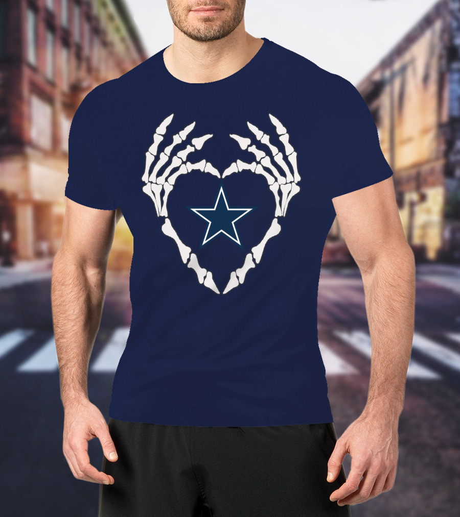 Cowboys Skeleton Hands Heart Star T-Shirt