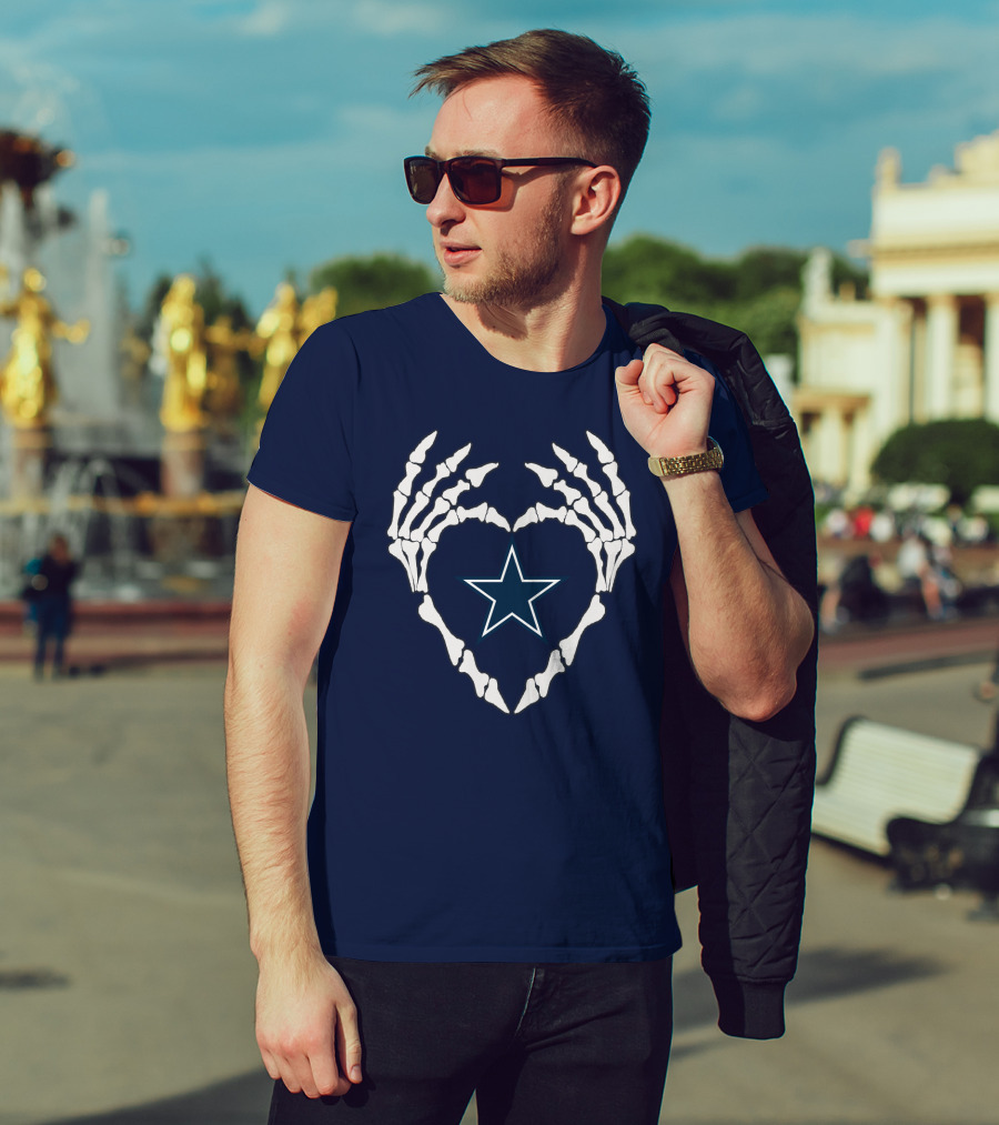 Cowboys Skeleton Hands Heart Star T-Shirt