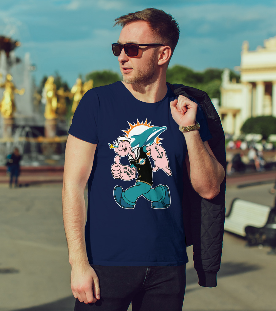 Miami Dolphins Popeye My Jerry Beat Navy Blue T-Shirt