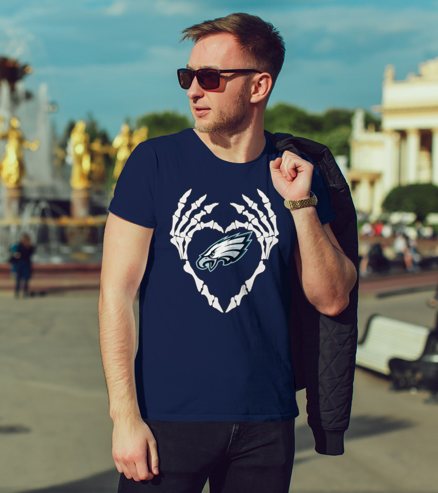 Eagles Logo Skeletal Heart Shape T-Shirt