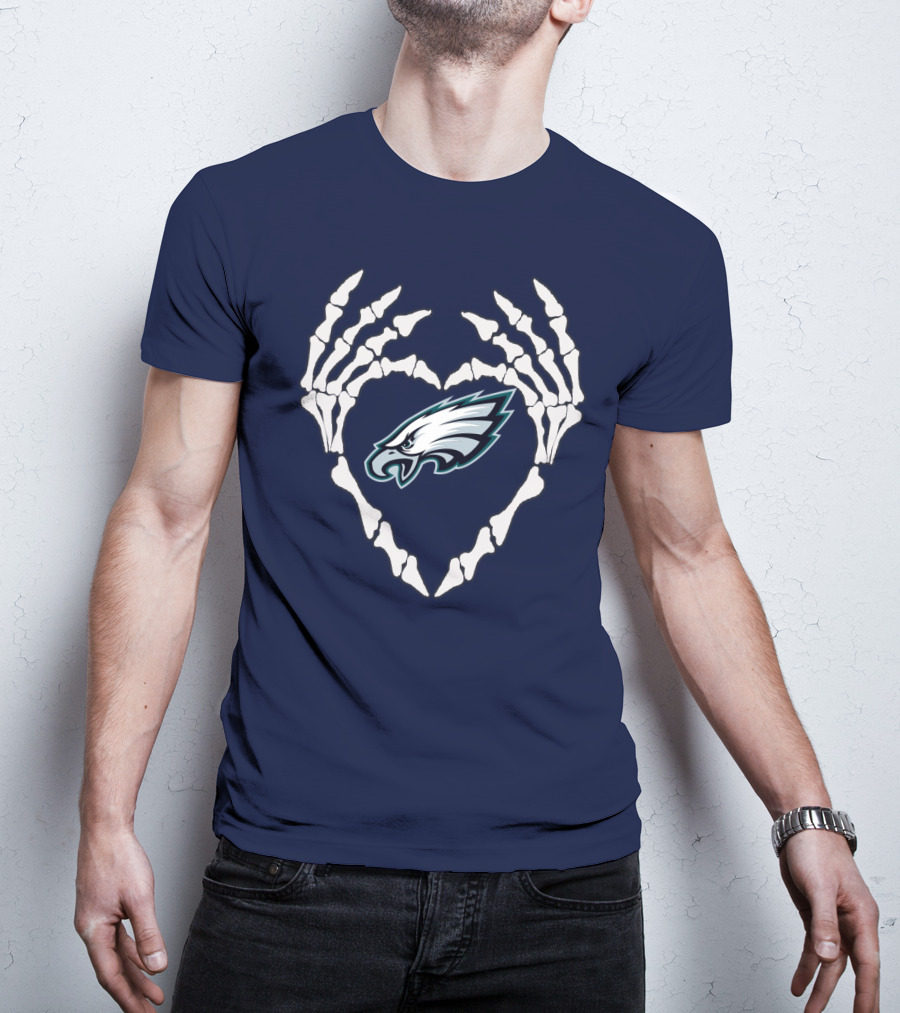 Eagles Logo Skeletal Heart Shape T-Shirt