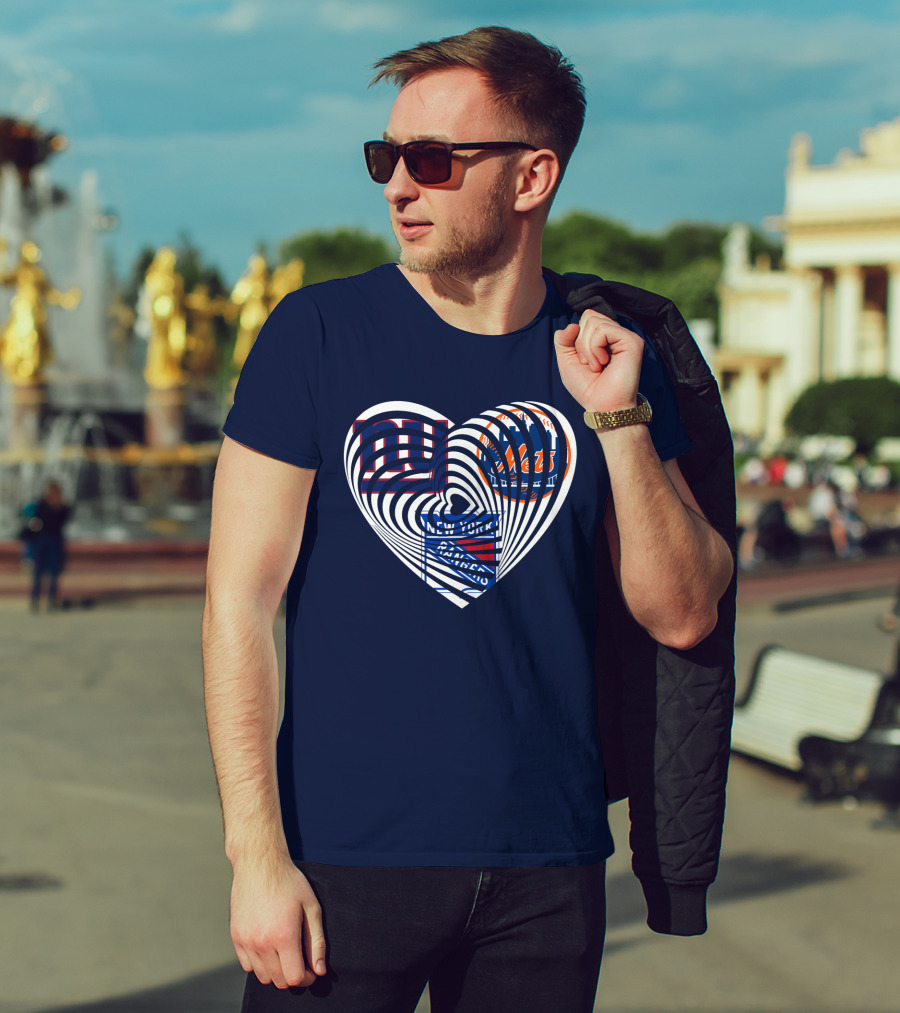 New York Giants Mets Rangers Heart T-Shirt