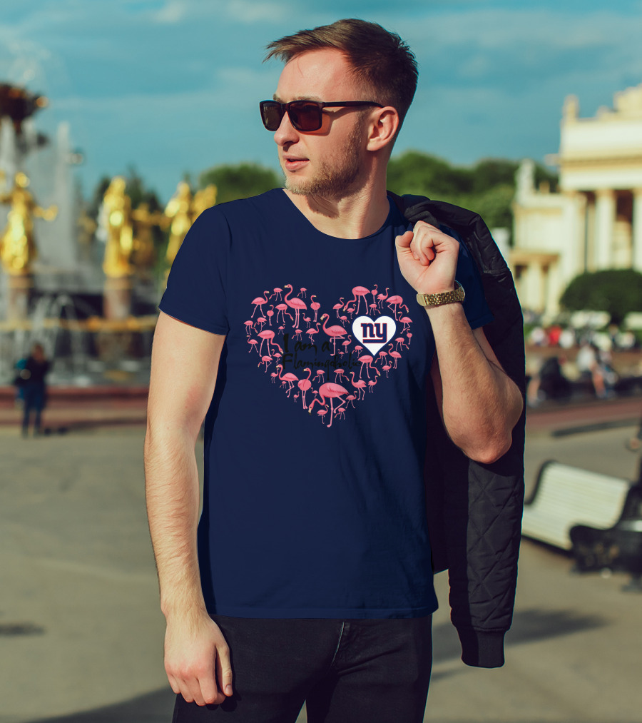 I Am A Flamingoholic Ny Giants Heart Flamingo Collection T-Shirt