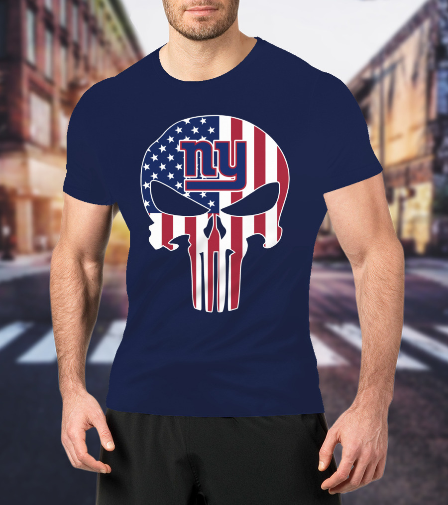 Ny Giants American Flag Punisher Skull T-Shirt