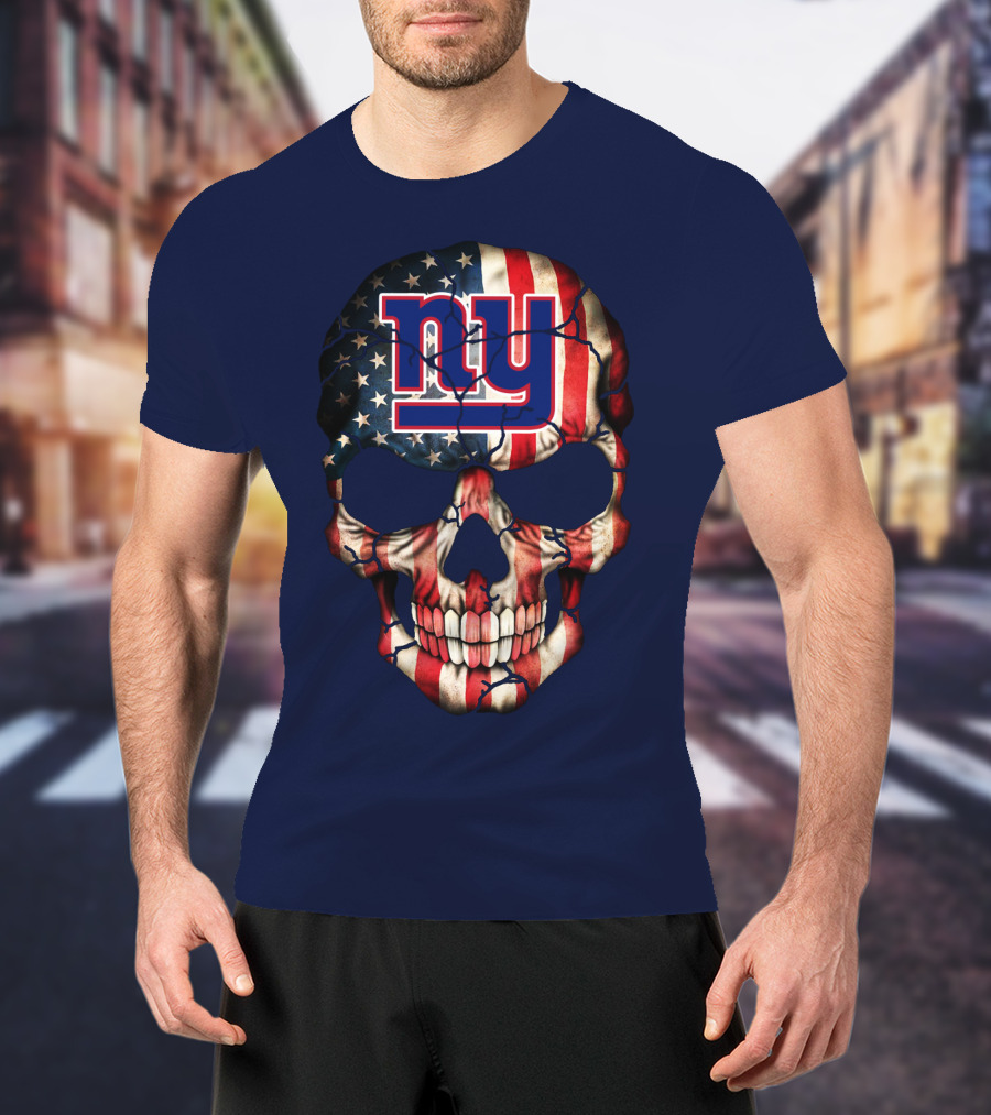 Ny Giants American Flag Skull T-Shirt