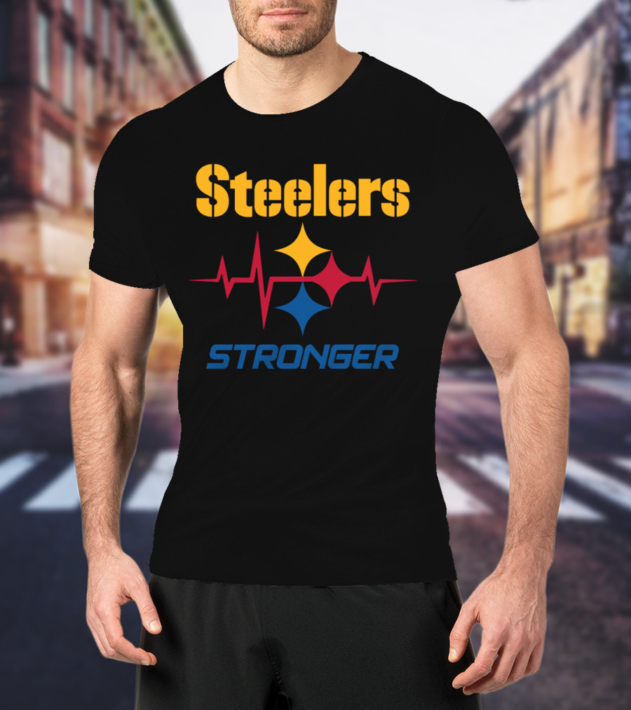 Steelers Stronger With Heartbeat And Iconic Star T-Shirt