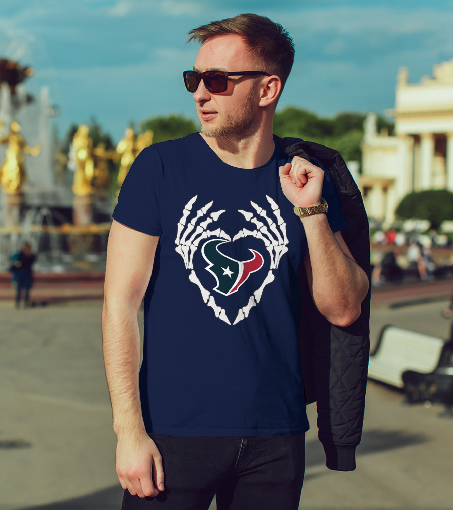 Texans Skeleton Hands Heart T-Shirt