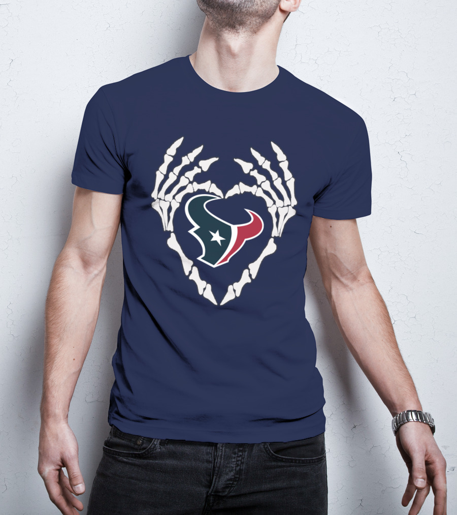 Texans Skeleton Hands Heart T-Shirt