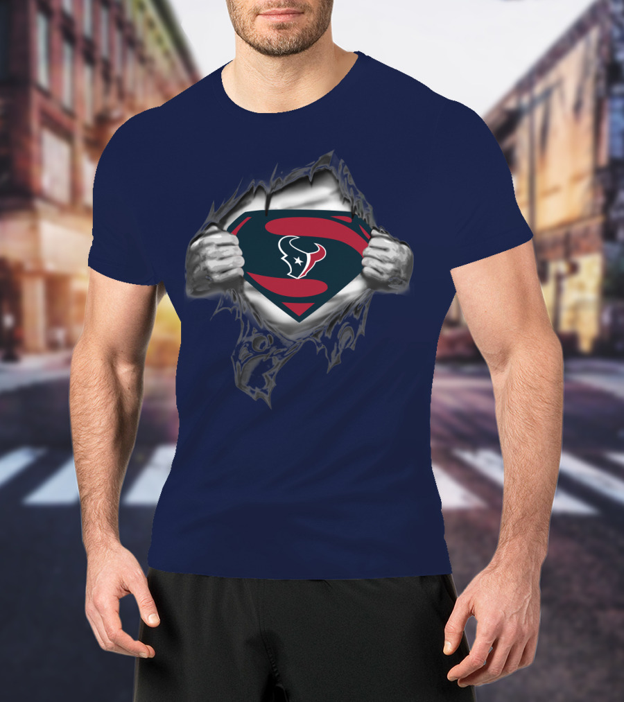 Texans Superhero Logo Rip T-Shirt