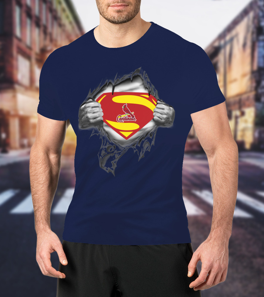 Superman St. Louis Cardinals Fan Emblem Tear T-Shirt