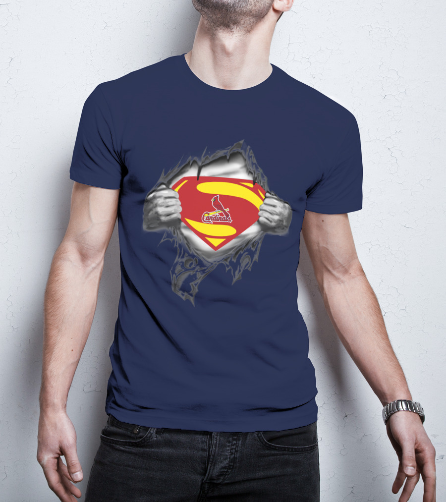 Superman St. Louis Cardinals Fan Emblem Tear T-Shirt