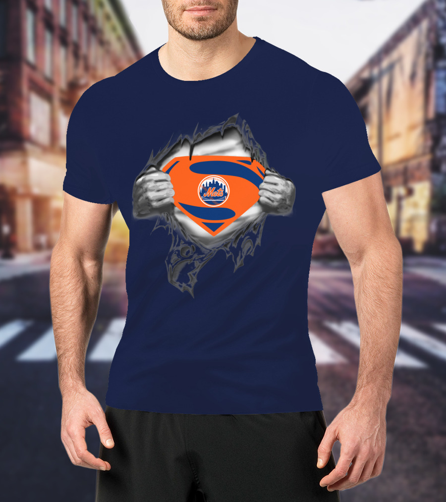 Superman Shield Style New York Mets T-Shirt