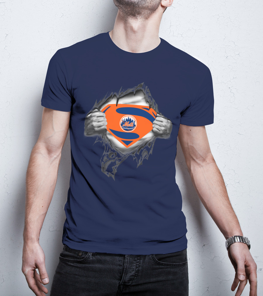 Superman Shield Style New York Mets T-Shirt