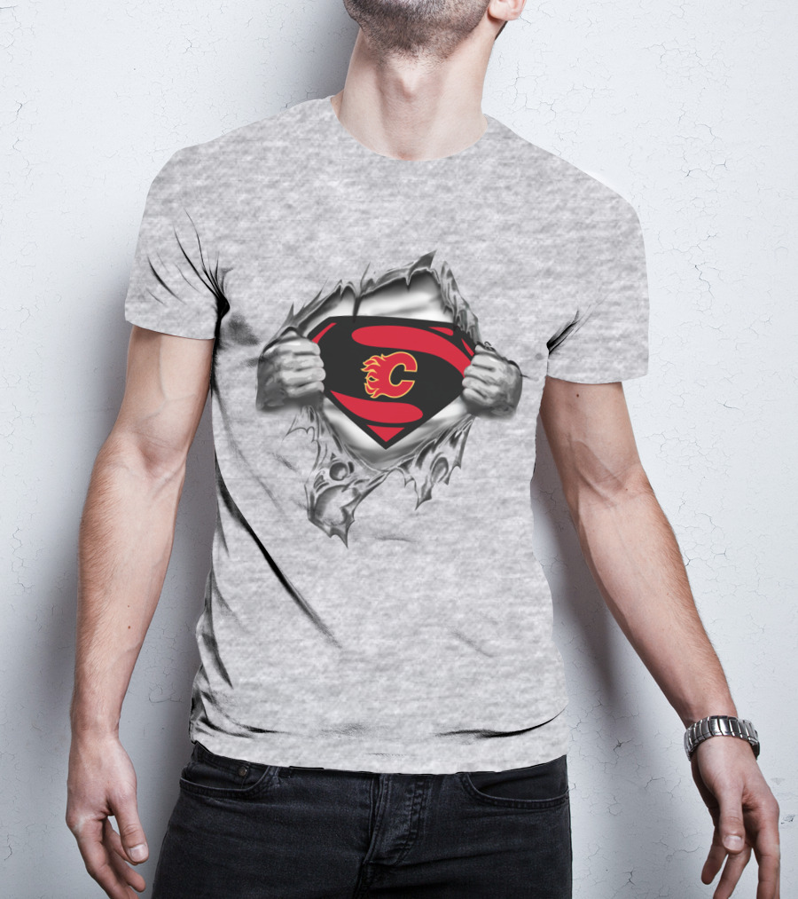 Calgary Flames Superman Logo Burst T-Shirt