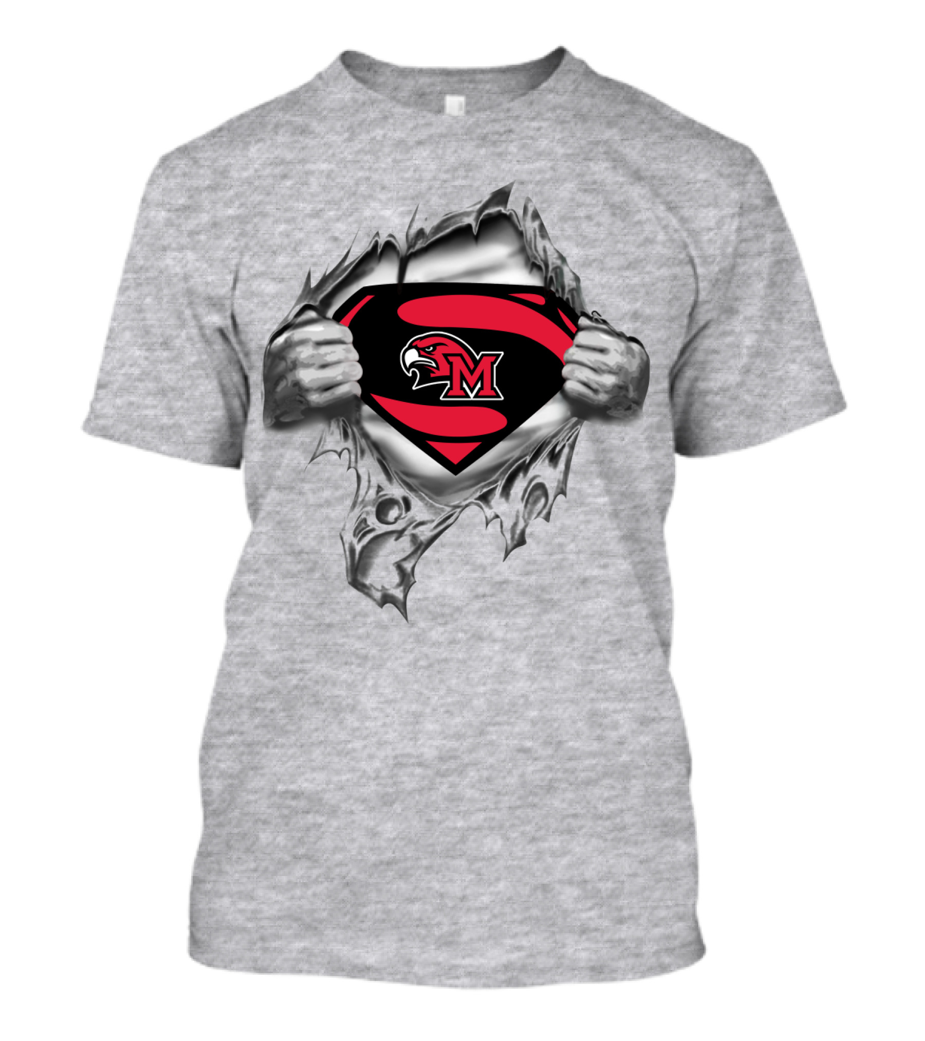 Miami Redhawks Superhero Symbol Torn T-Shirt