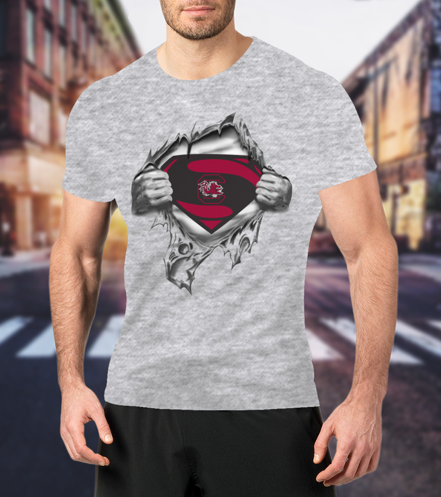 Superman South Carolina Gamecocks Logo Icon With Inner Strength Theme T-Shirt
