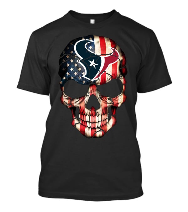 Houston Texans Skull American Flag Tribute T-Shirt