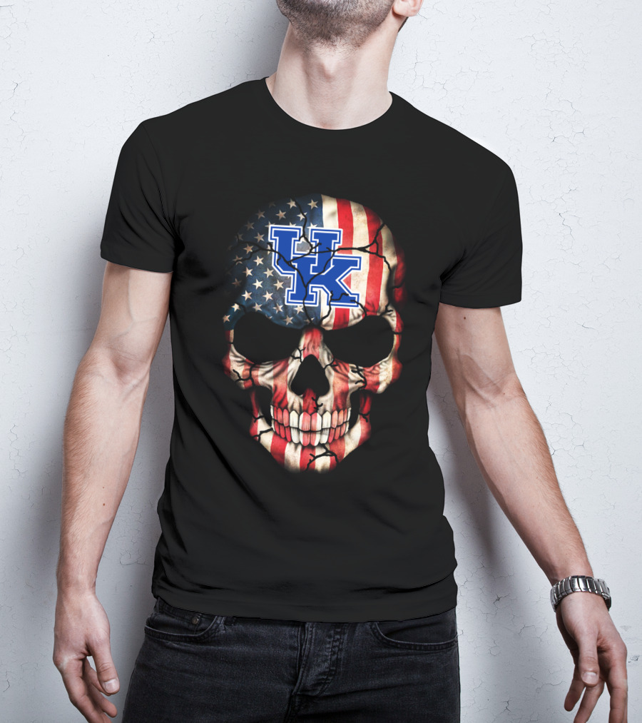 Kentucky Wildcats American Flag Skull T-Shirt