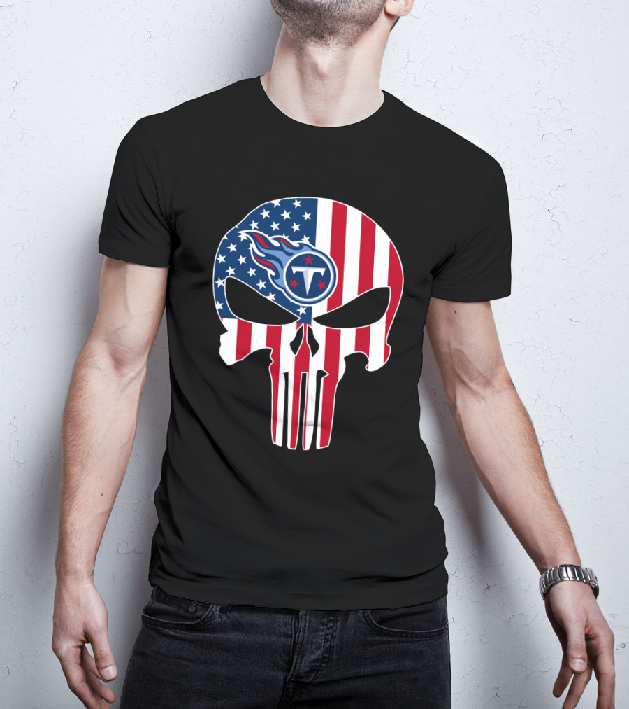Tennessee Titans American Flag Skull T-Shirt