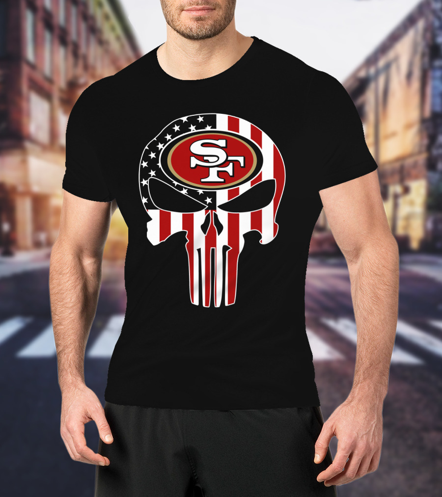 Sf 49ers American Flag Skull T-Shirt