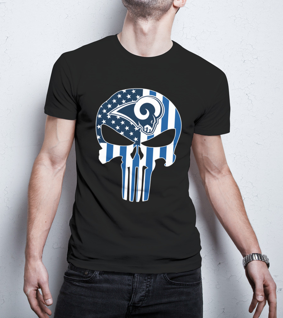 Rams Skull American Flag Punisher T-Shirt