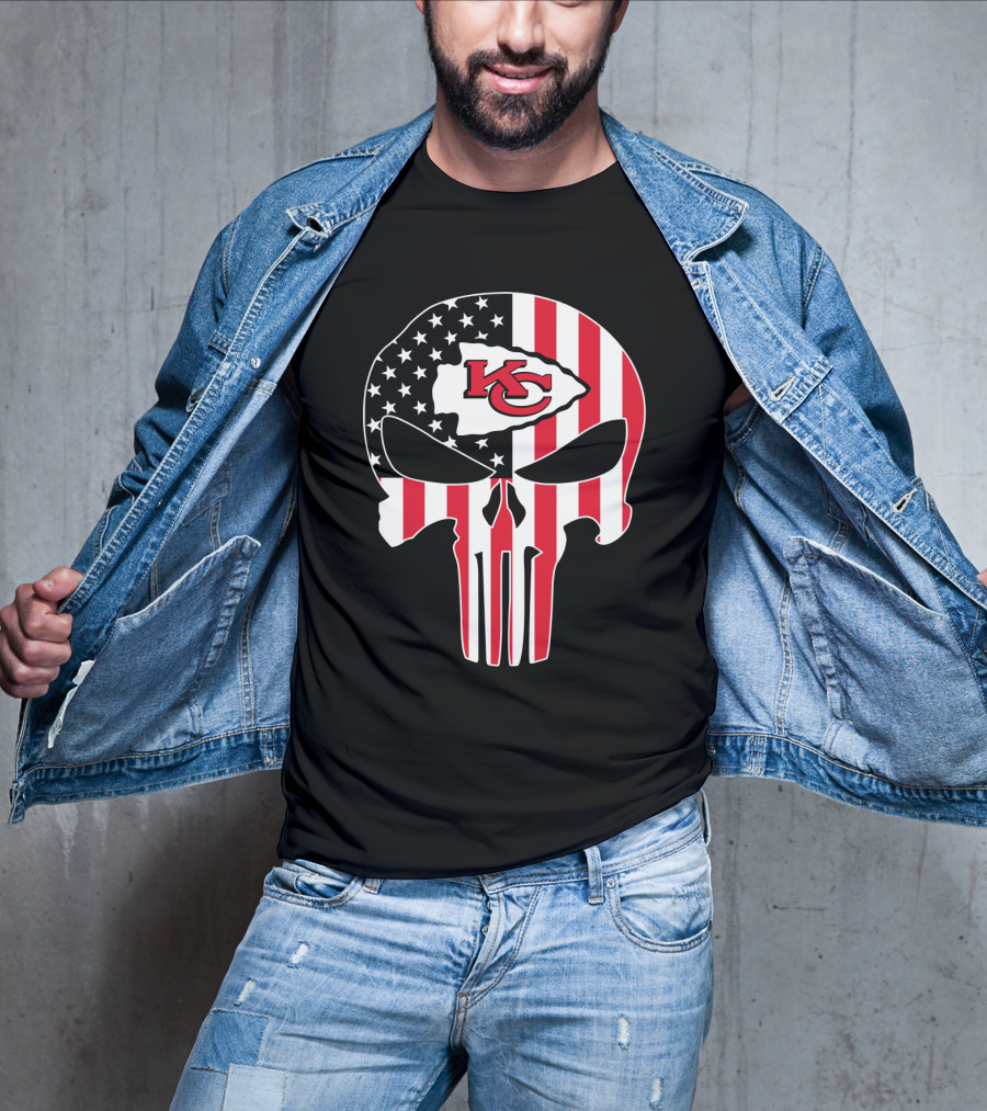 Kc Chiefs American Flag Skull T-Shirt