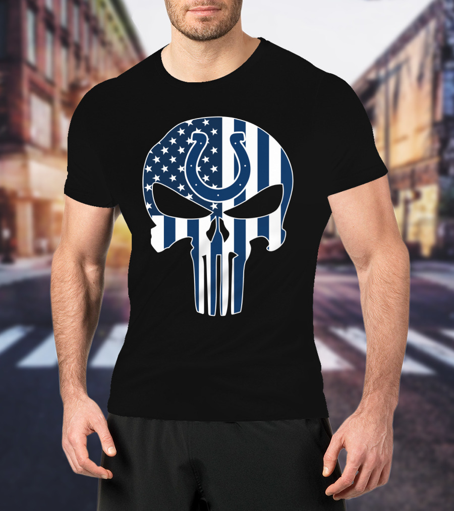 Colts Skull American Flag Punisher T-Shirt