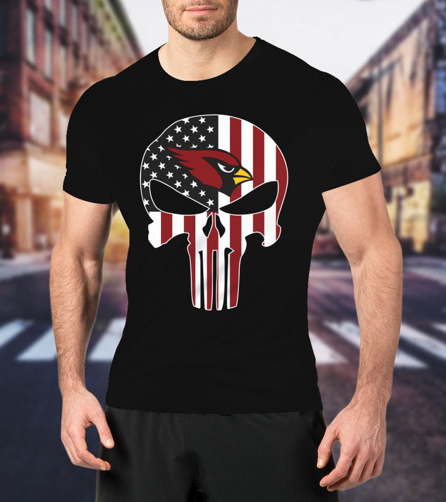 American Flag Punisher Skull Cardinals T-Shirt