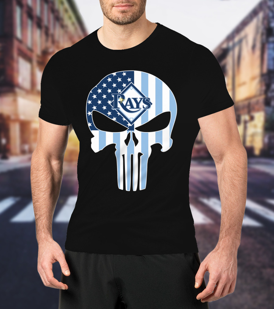 Rays Skull With American Flag T-Shirt