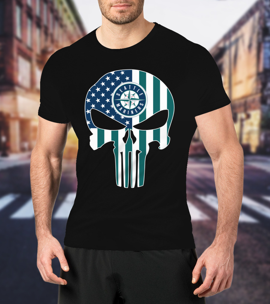 Seattle Mariners Skull Stars Stripes T-Shirt
