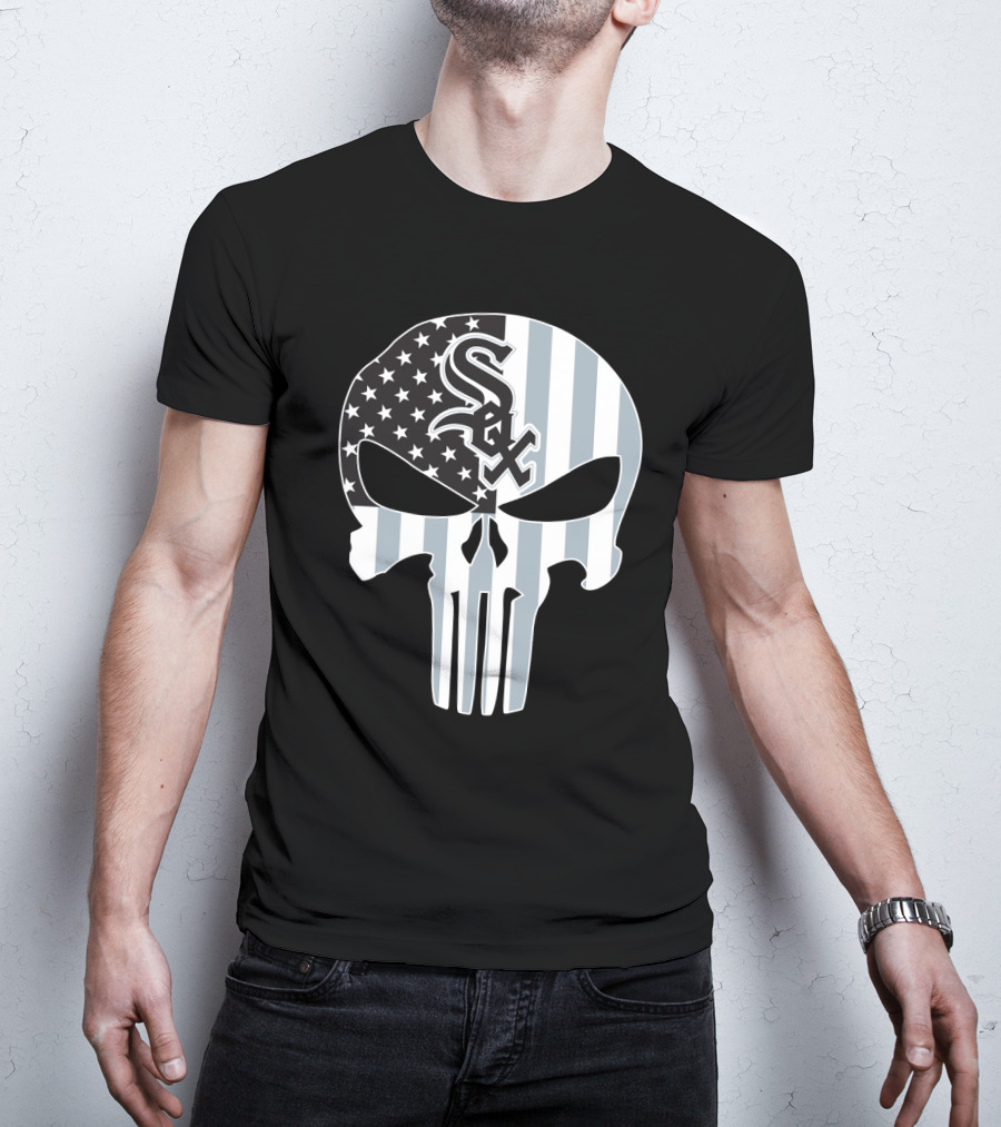 Chicago White Sox Punisher Skull American Flag T-Shirt
