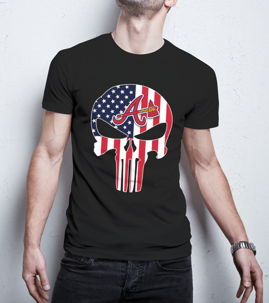 Atlanta Braves American Flag Skull Punisher T-Shirt