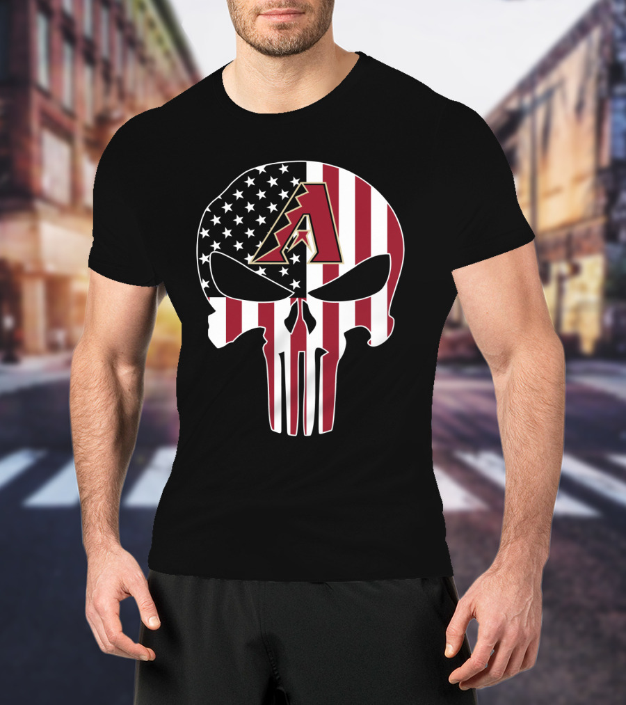 Arizona Diamondbacks American Flag Skull T-Shirt