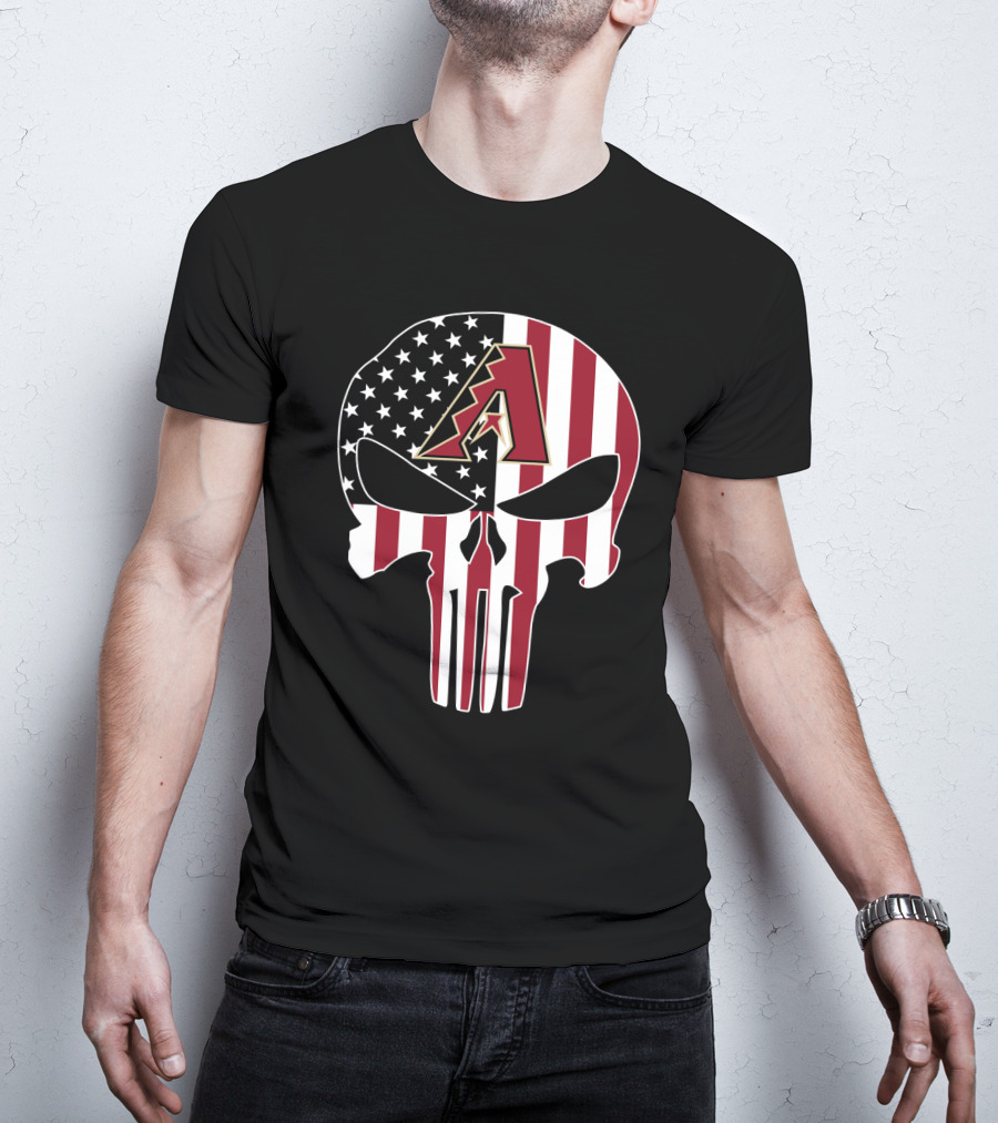 Arizona Diamondbacks American Flag Skull T-Shirt