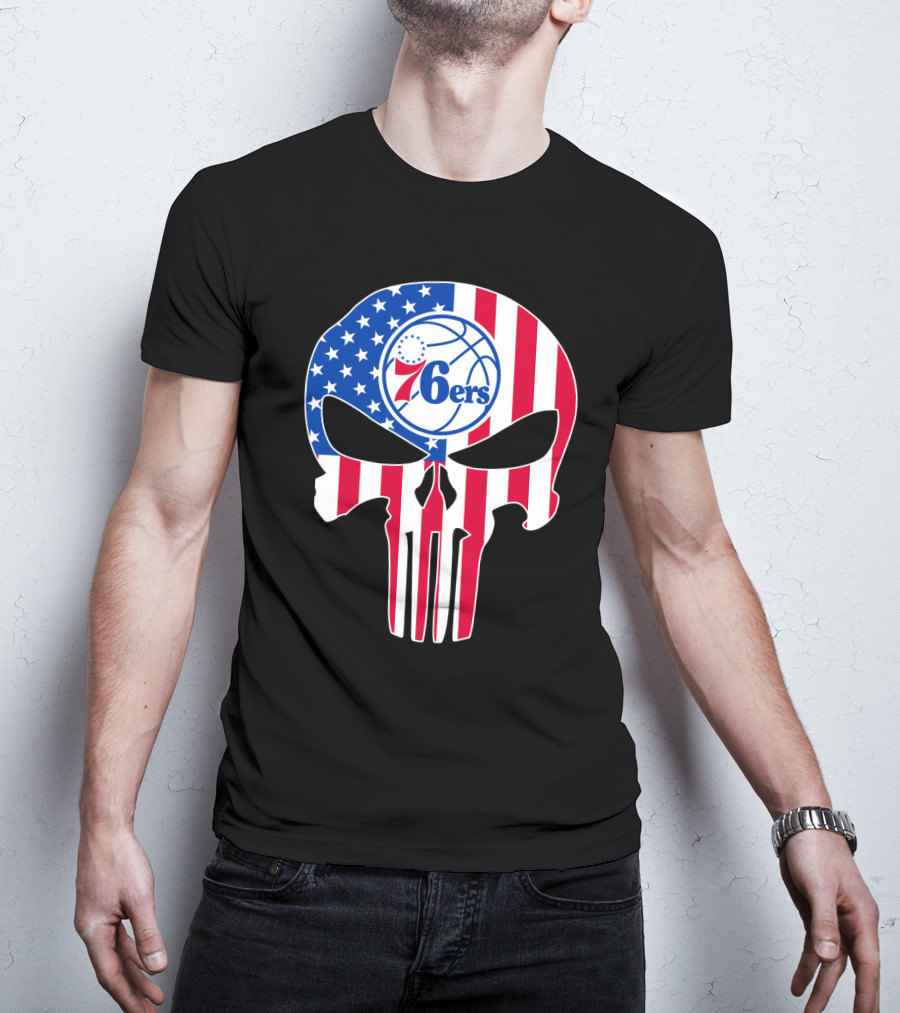Philadelphia 76ers Stars And Stripes Punisher T-Shirt