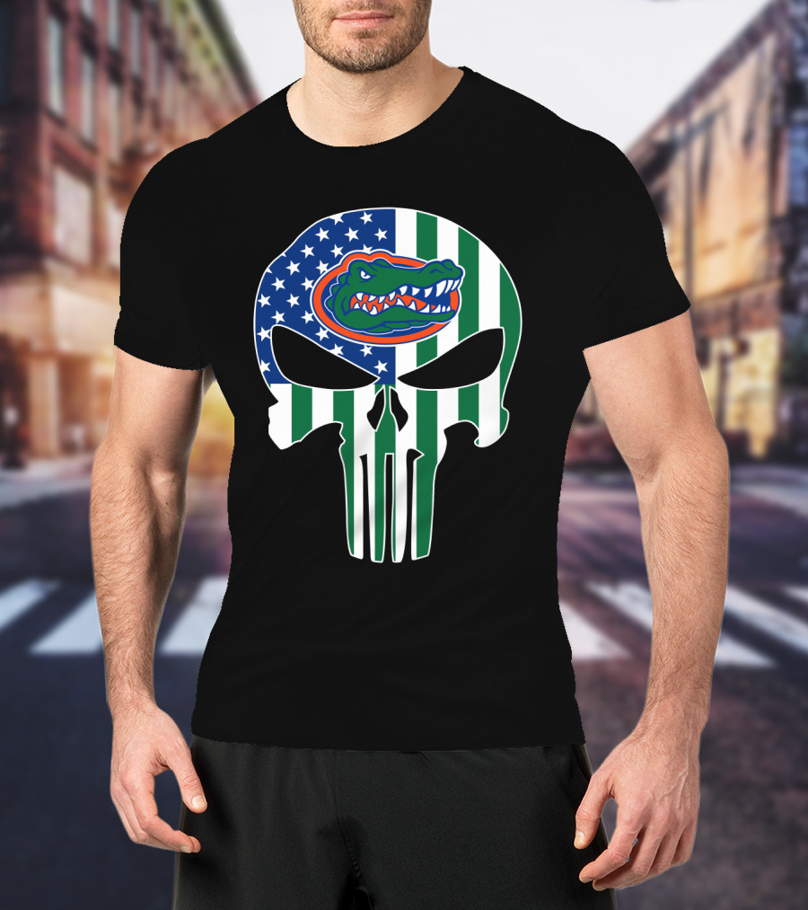 Florida Gators American Flag Punisher Skull T-Shirt