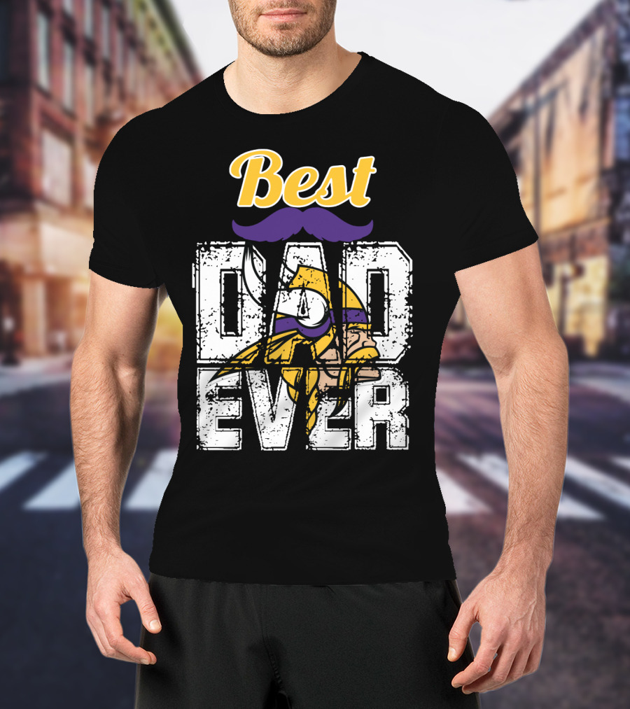 Best Dad Ever Viking Helmet Mustache T-Shirt