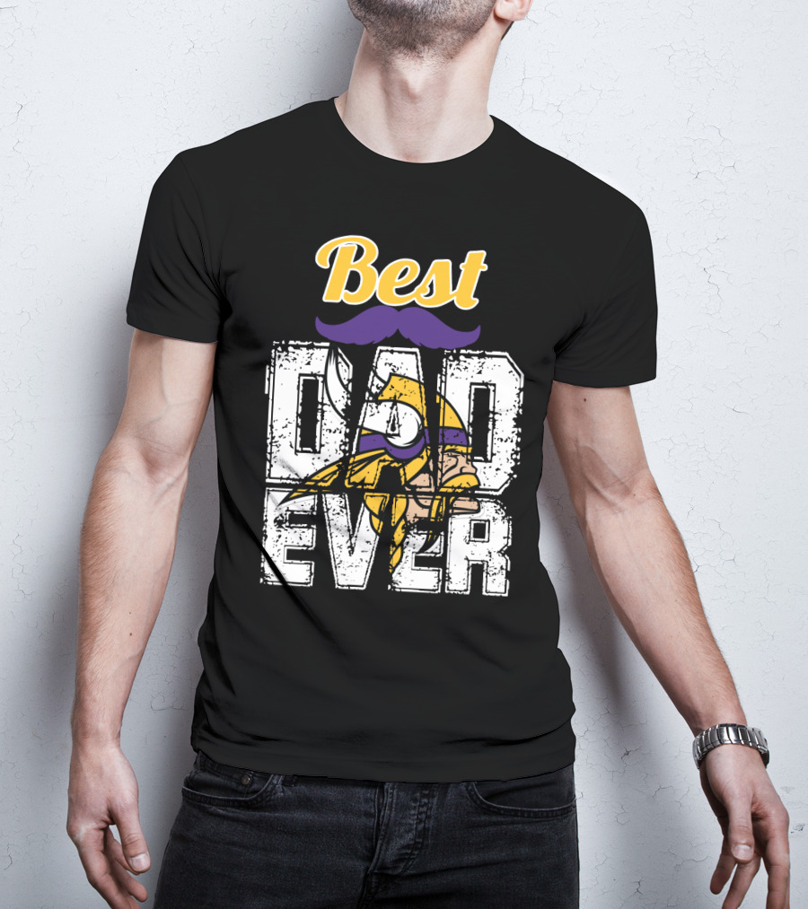 Best Dad Ever Viking Helmet Mustache T-Shirt
