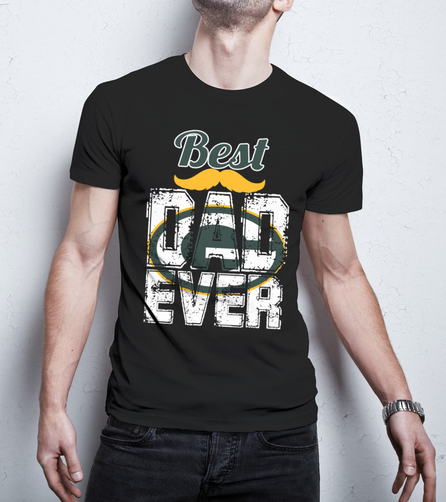 Best Dad Ever Packers Fan Mustache T-Shirt