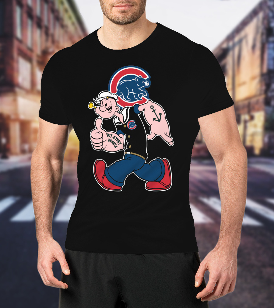 Chicago Cubs Popeye Cartoon Crossover T-Shirt