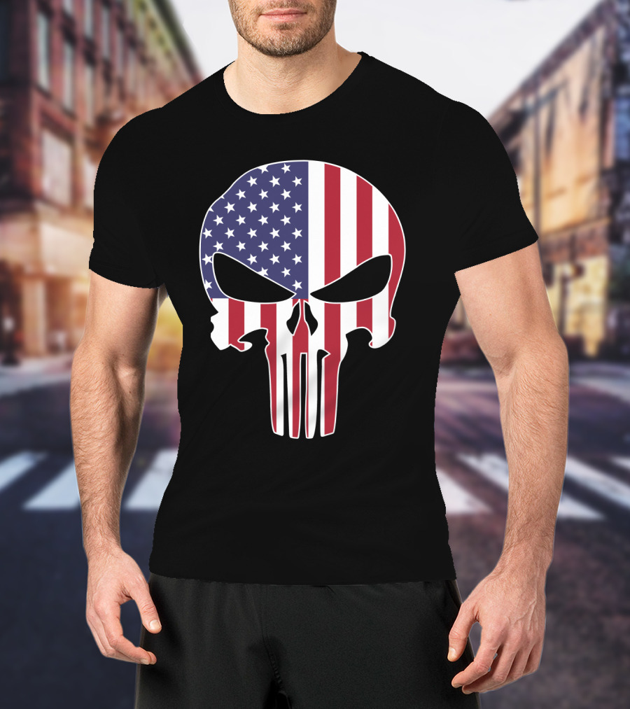 The Punisher Skull American Flag T-Shirt