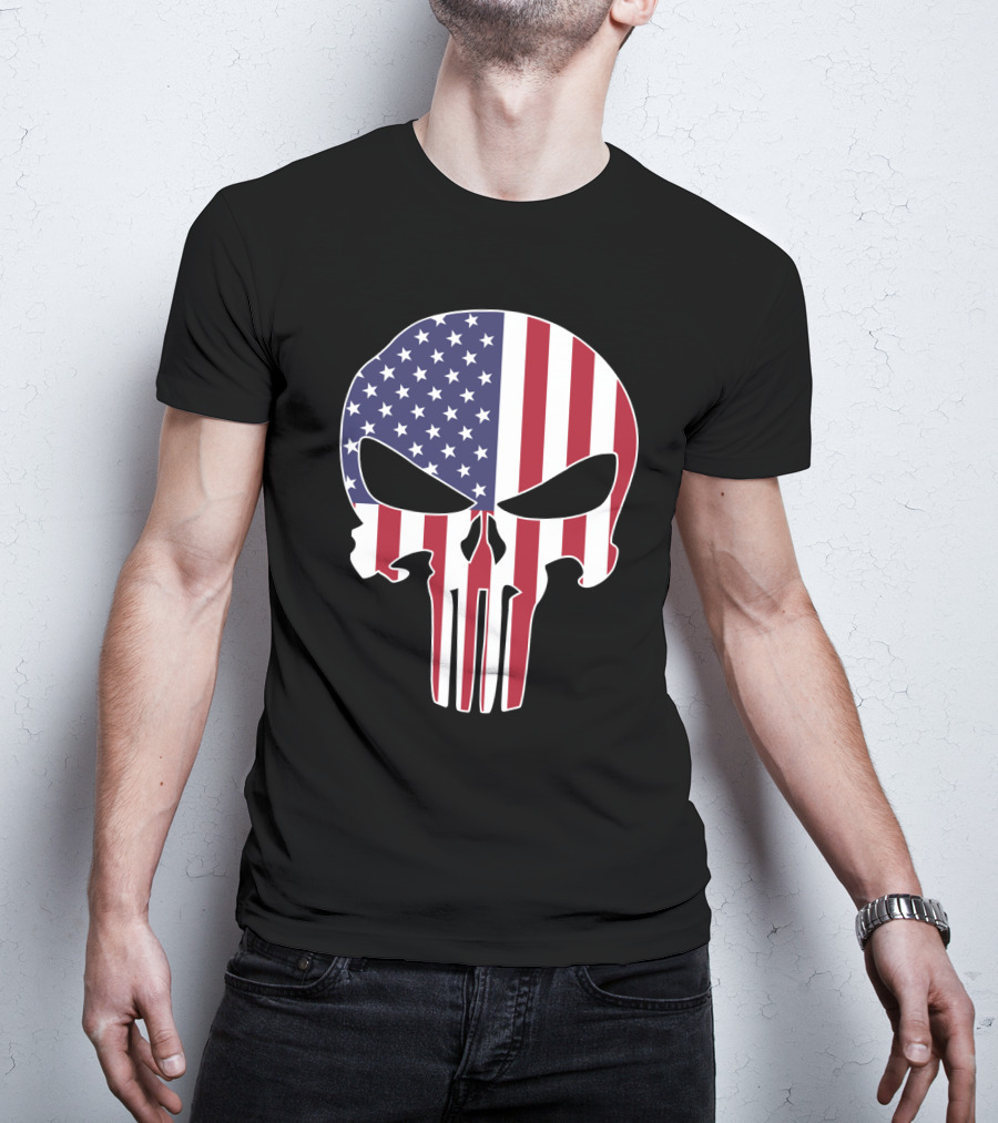 The Punisher Skull American Flag T-Shirt