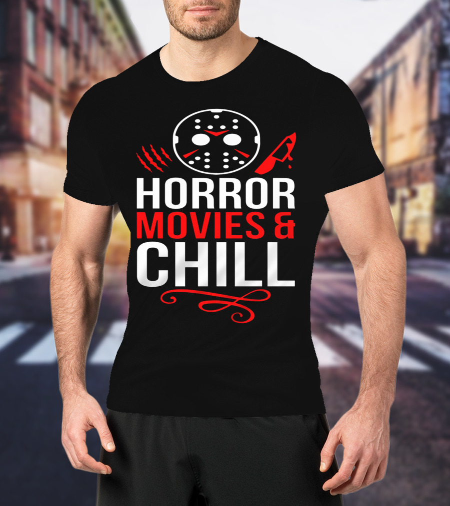 Horror Movies And Chill Hockey Mask Knife Relaxation T-Shirt