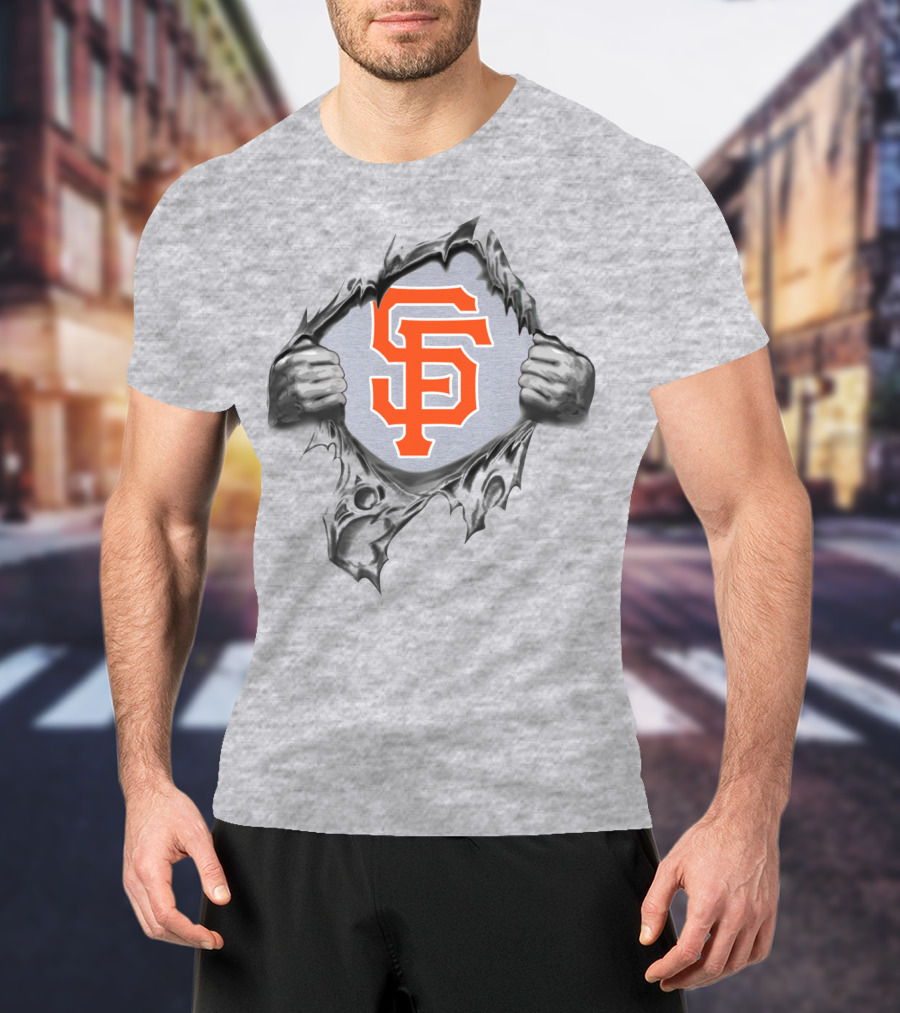 San Francisco Giants Logo Ripping Through Gray T-Shirt
