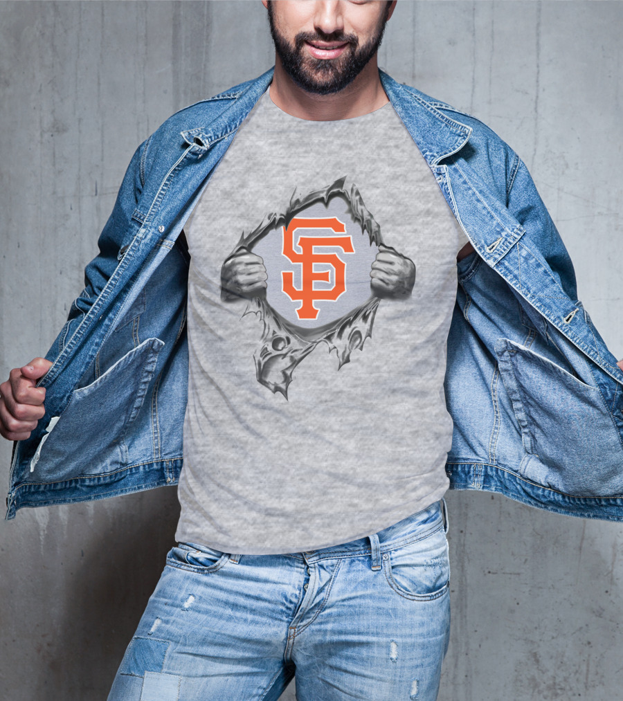 San Francisco Giants Logo Ripping Through Gray T-Shirt