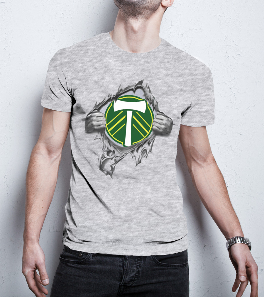 Portland Timbers Logo With Ripped Background And Hands T-Shirt